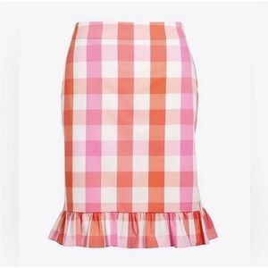 J Crew Skirt Women's Size 6 Pink White Plaid Ruffle Hem Gingham Tennis Preppy